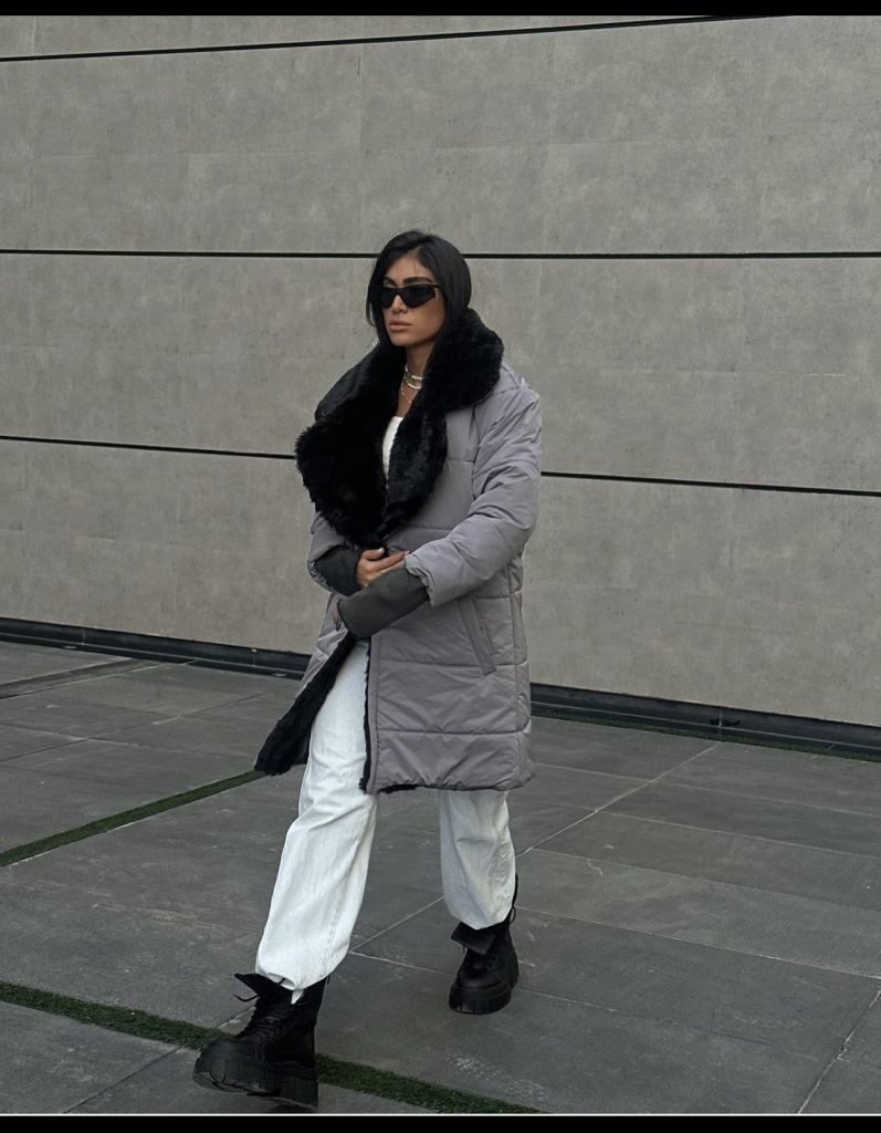 کاپشن یقه خز